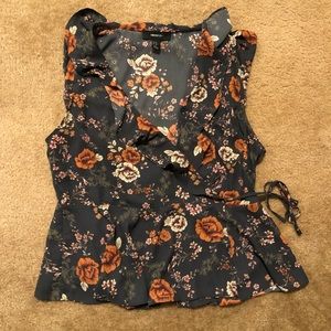 Beautiful floral print wrap blouse